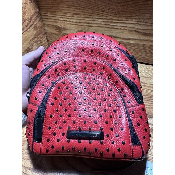 Rare HTF Kendall And Kylie Ruby Red Black Studded Mini Backpack Zip Around